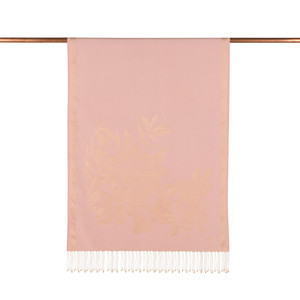 ipekevi - Powder Pink Royal Garden Jacquard Silk Scarf (1)