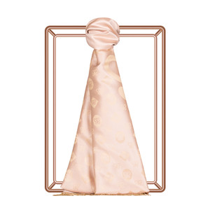 Powder Pink Semi Monogram Print Silk Scarf - Thumbnail