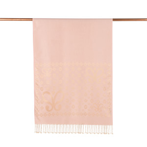 Powder Pink Semi Monogram Print Silk Scarf - Thumbnail