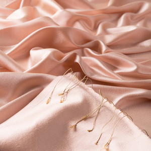 Powder Pink Shantung Silk Scarf - Thumbnail