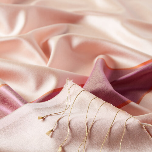 Powder Pink Striped Silk Scarf