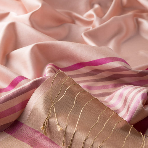 Powder Pink Thin Meridian Striped Silk Scarf