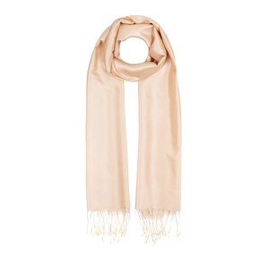 Powder Pink Thin Shantung Silk Neck Scarf - Thumbnail