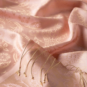 Powder Pink Tulip Jacquard Silk Scarf - Thumbnail