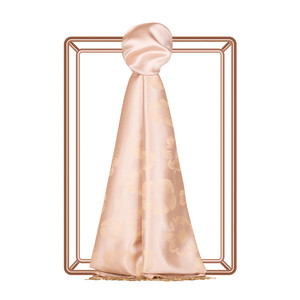 Powder Pink Violet Jacquard Silk Scarf - Thumbnail