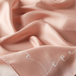 Powder Pink White Signature Silk Twill Scarf - Thumbnail