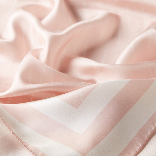 Powder Pink White Signature Silk Twill Scarf