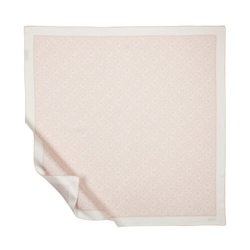 Powder Pink White Typo Monogram Silk Twill Scarf