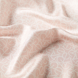Powder Pink White Typo Monogram Silk Twill Scarf - Thumbnail