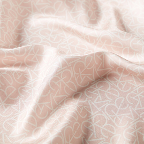 Powder Pink White Typo Monogram Silk Twill Scarf