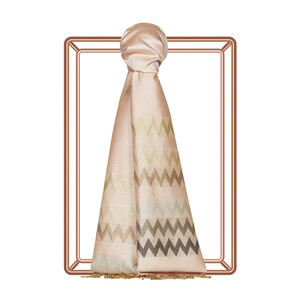 Powder Pink Zigzag Silk Scarf - Thumbnail