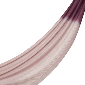 Powder Purple Gradient Block Cord Wool Silk Scarf - Thumbnail