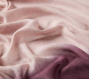 Powder Purple Gradient Block Cord Wool Silk Scarf - Thumbnail