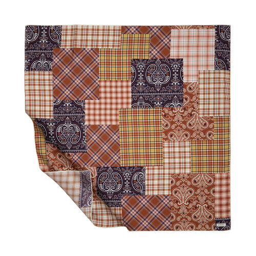 Powder Purple Patchwork Patterned Twill Silk Scarf
