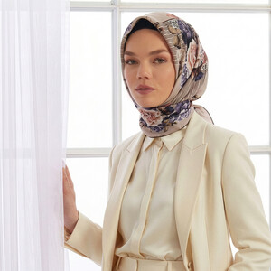 Powder Stone Versailles Gardens Twill Silk Scarf - Thumbnail