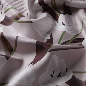 Powder White Tulipa Twill Silk Scarf - Thumbnail