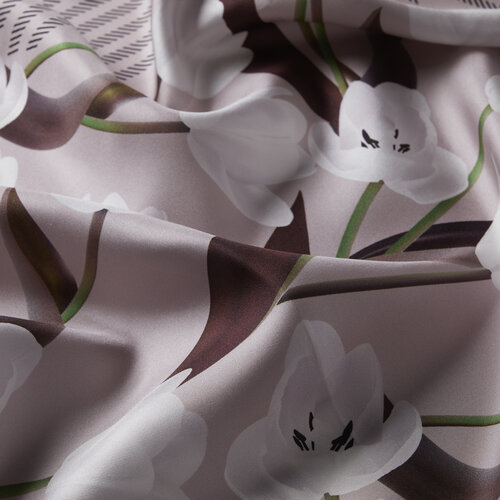 Powder White Tulipa Twill Silk Scarf