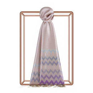 Powder Zigzag Silk Scarf - Thumbnail