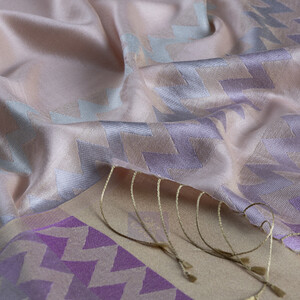 Powder Zigzag Silk Scarf - Thumbnail