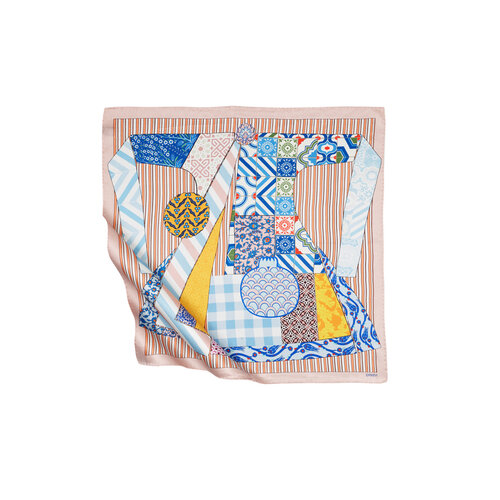 منديل حرير ساتان وردي بطبعة قفطان السلطان