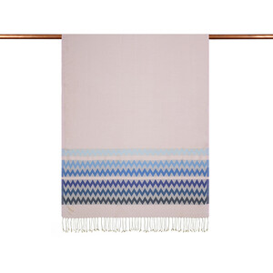 ipekevi - Pudra Mavi Zig Zag Desenli İpek Şal (1)