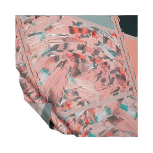 ipekevi - Pudra Pembesi Soyut Monogram Tivil İpek Eşarp