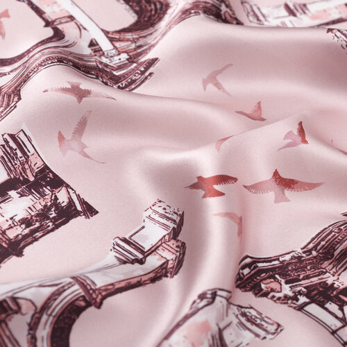 Pudra Üç Kapılar Saten İpek Mendil