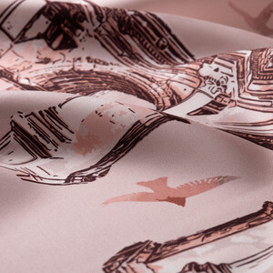 ipekevi - Pudra Üç Kapılar Tivil İpek Eşarp (1)