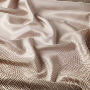 Pumice Stone Qufi Pattern Silk Twill Scarf - Thumbnail