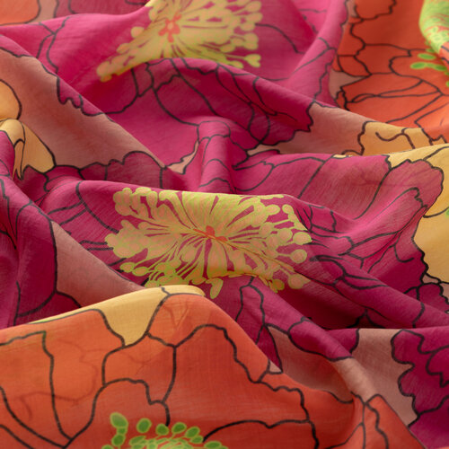 Puprle Peach Hydrangea Print Tencel Scarf