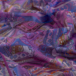 Purple Anatolian Dream Cotton Scarf - Thumbnail