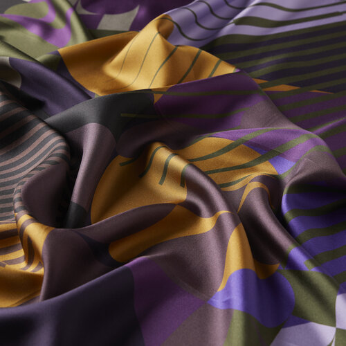 Purple Bauhaus Twill Silk Scarf 