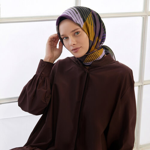 Purple Bauhaus Twill Silk Scarf 