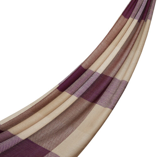 Purple Beige Block Cube Wool Scarf