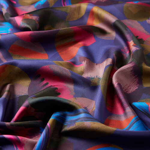 Purple Blue Art House Twill Silk Scarf