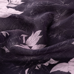 Purple Blue Azalea Print Tencel Scarf - Thumbnail