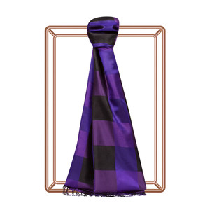 Purple Buffalo Checked Silk Scarf - Thumbnail