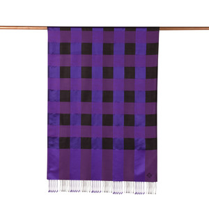 Purple Buffalo Checked Silk Scarf - Thumbnail