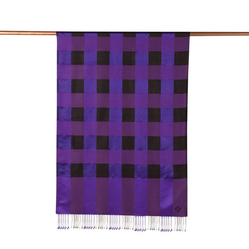 Purple Buffalo Checked Silk Scarf