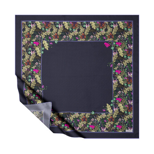 Purple Chintz Patterned Twill Silk Scarf