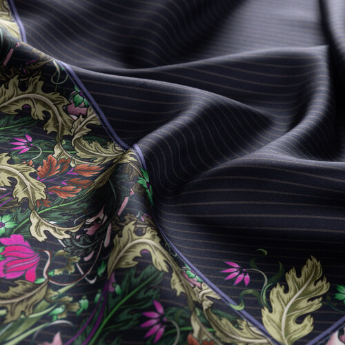 Purple Chintz Patterned Twill Silk Scarf