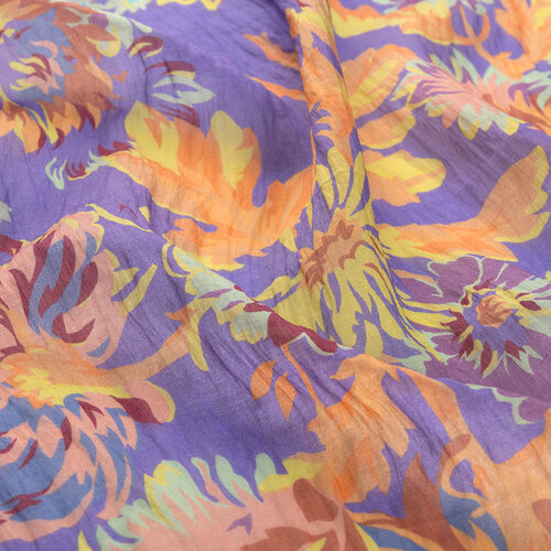 Purple Chrysanthemum Print Tencel Scarf