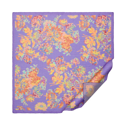 Purple Chrysanthemum Print Tencel Scarf