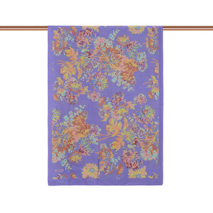 ipekevi - Purple Chrysanthemum Print Tencel Scarf (1)