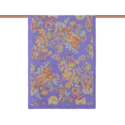 Purple Chrysanthemum Print Tencel Scarf
