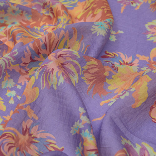 Purple Chrysanthemum Print Tencel Scarf
