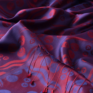Purple Cintemani Jacquard Silk Scarf - Thumbnail