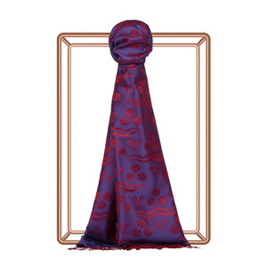 Purple Cintemani Jacquard Silk Scarf - Thumbnail