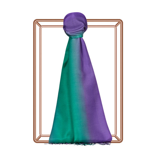 Purple Emerald Green Gradient Silk Scarf