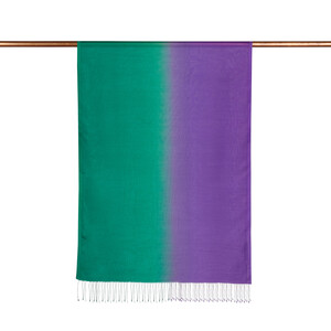 Purple Emerald Green Gradient Silk Scarf - Thumbnail
